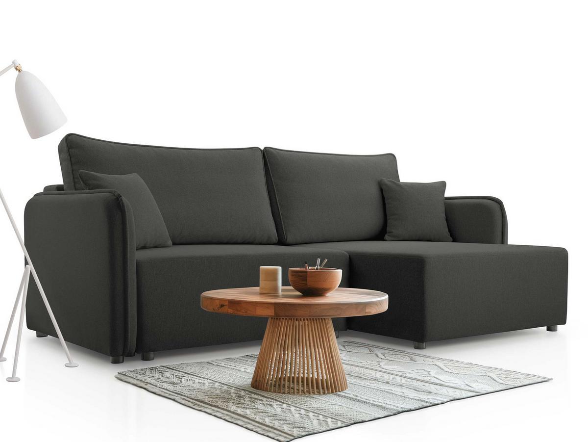 ECKSOFA Malody, Seite: Rechts - Anthrazit/Schwarz, Holz/Kunststoff (227/147cm) - MIRJAN24