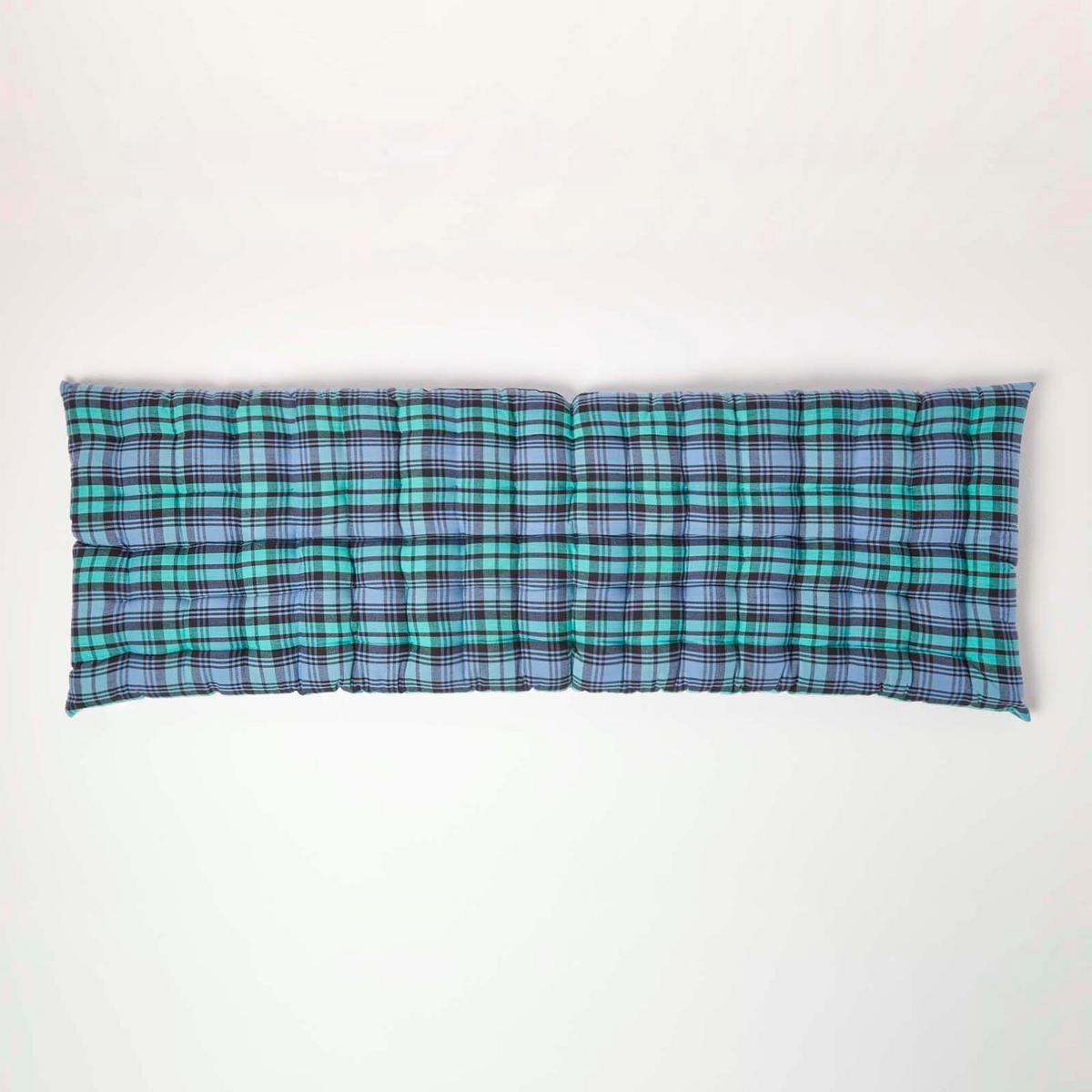 BANKAUFLAGE Blackwatch Schottenkaro 3-Sitzer - Blau, Textil (143/48/5cm) - Homescapes