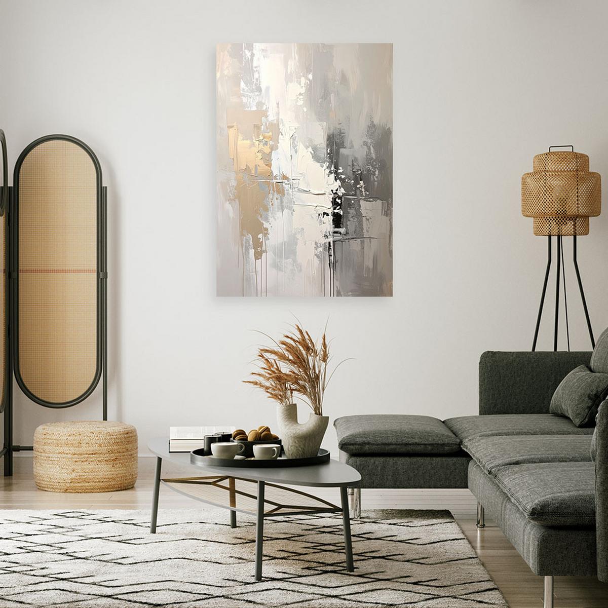 LEINWANDBILDER, Abstrakt in Beigetönen - Grau, Textil (60/90cm) - Feeby