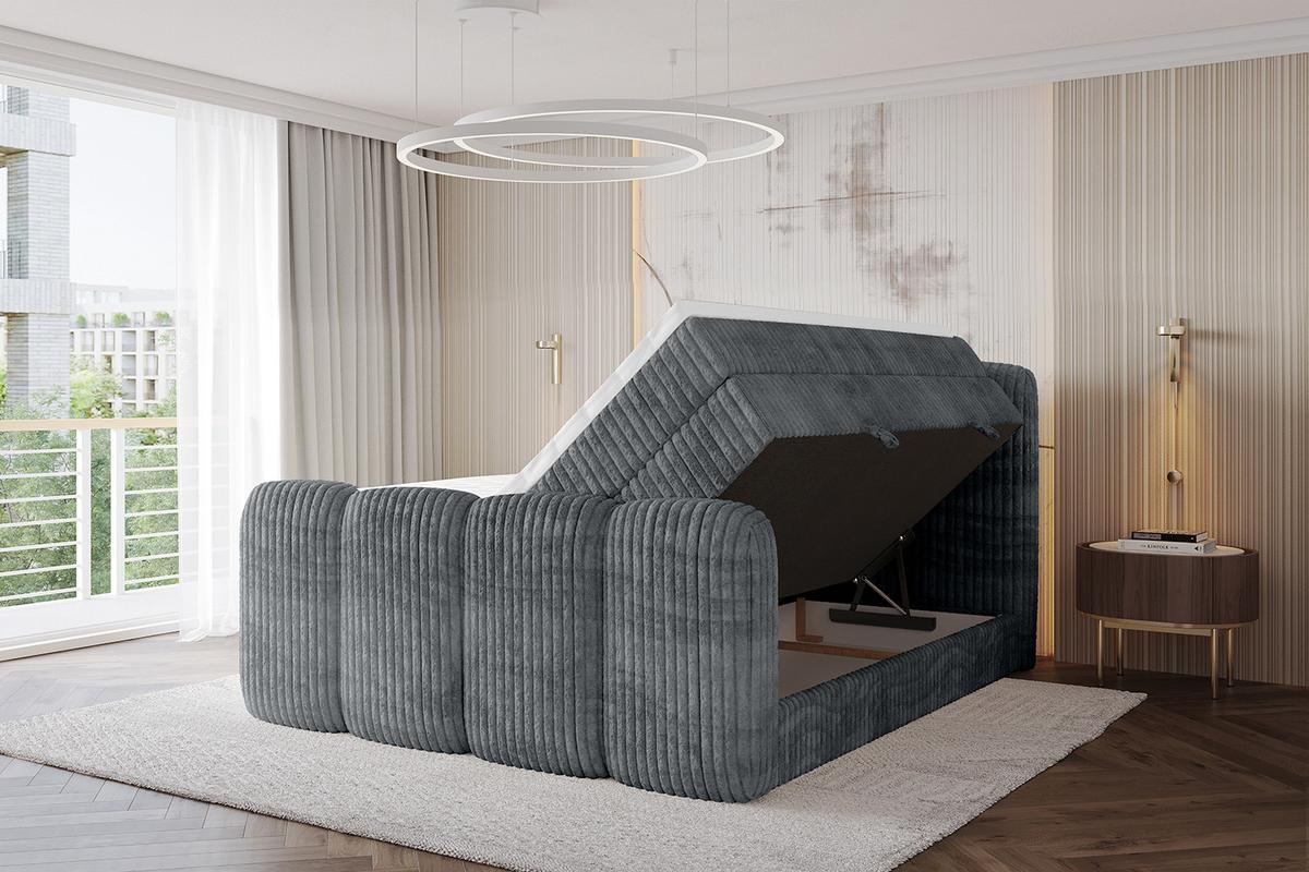 BOXBETT mit Matratze H3|H4 und Lattenrost - NINA-Z KING - 200x200 cm Tila - Dunkelgrau - Schieferfarben, Holzwerkstoff (200/200cm) - ALTDECOR
