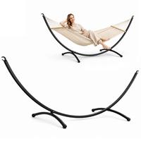 XL-HÄNGEMATTENGESTELL für 1 Person bis 120kg, 300/100 cm, schwarz - Schwarz, Metall (300/100/90cm) - Amanka