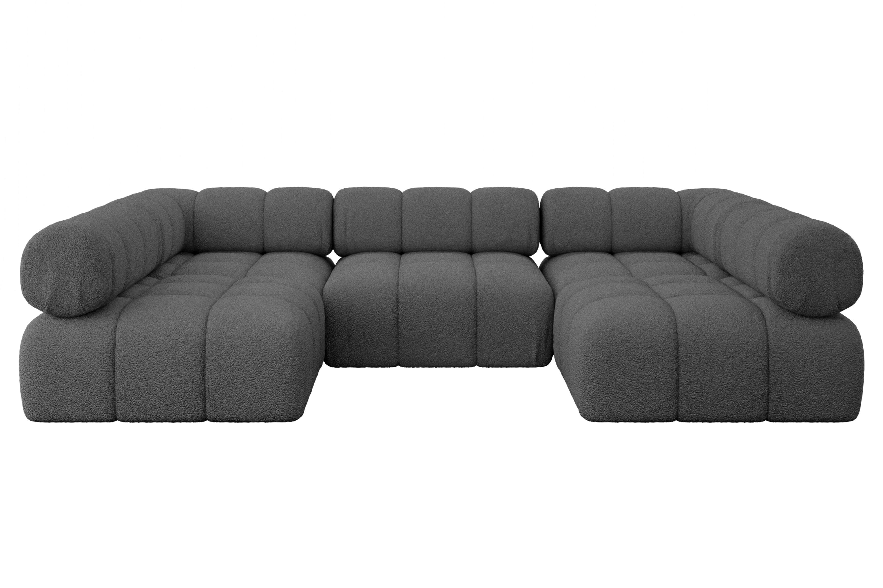 WOHNLANDSCHAFT modulares Sofa Garvo-U1 - 285x190x70 cm Grau Bouclé - Grau, Holzwerkstoff/Textil (285/70/190cm) - ALTDECOR