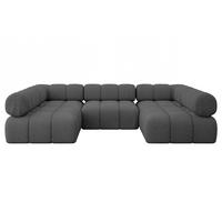 WOHNLANDSCHAFT modulares Sofa Garvo-U1 - 285x190x70 cm Grau Bouclé - Grau, Holzwerkstoff/Textil (285/70/190cm) - ALTDECOR