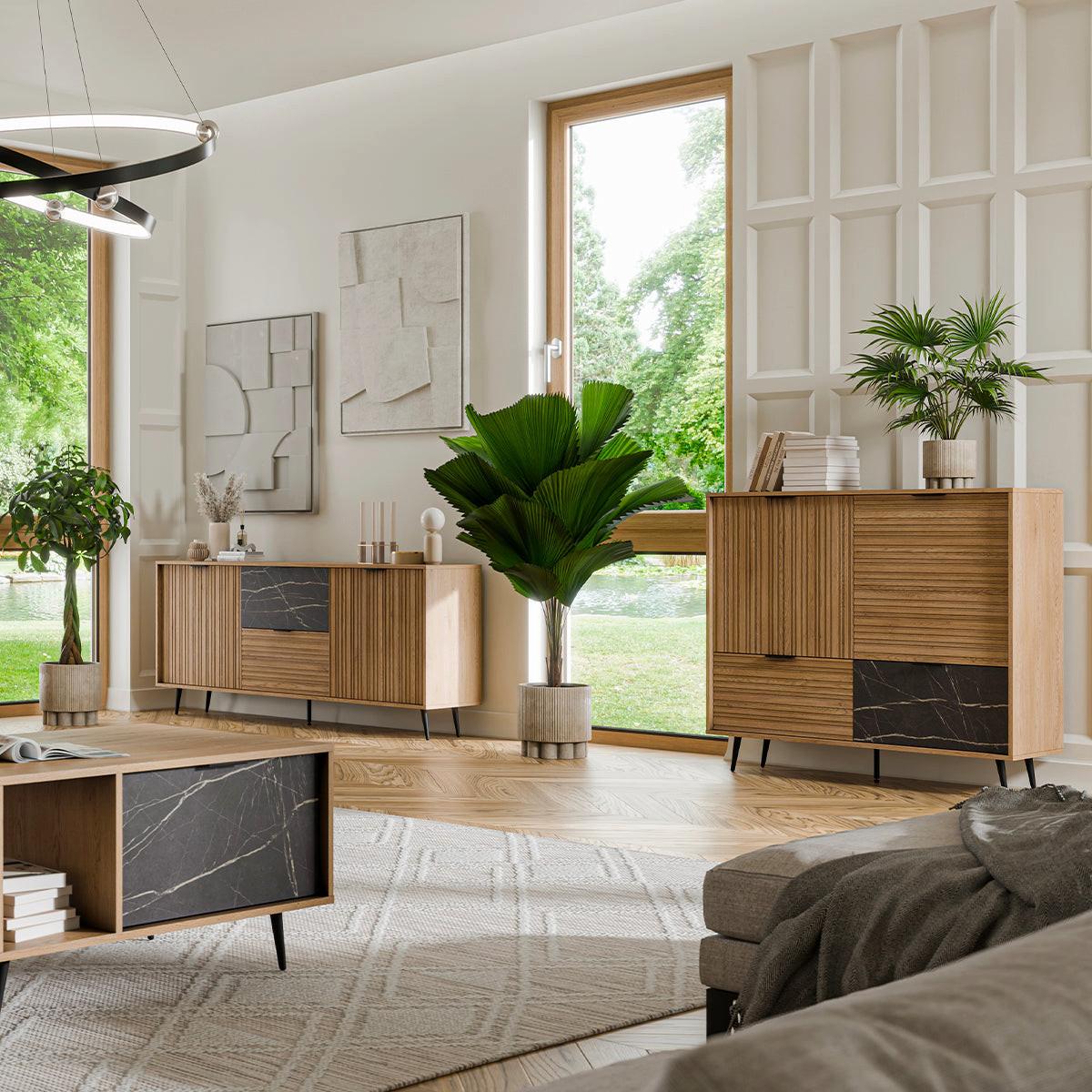 SIDEBOARD Luka Holz und Schwarz - Schwarz, Holzwerkstoff (180/80/40cm) - Petits-meubles