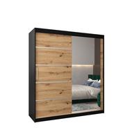 SCHWEBETÜRENSCHRANK 200/180/62 2-türig - Silberfarben/Schwarz, Holz/Kunststoff (180/200/62cm) - MÖBEL KRYSPOL