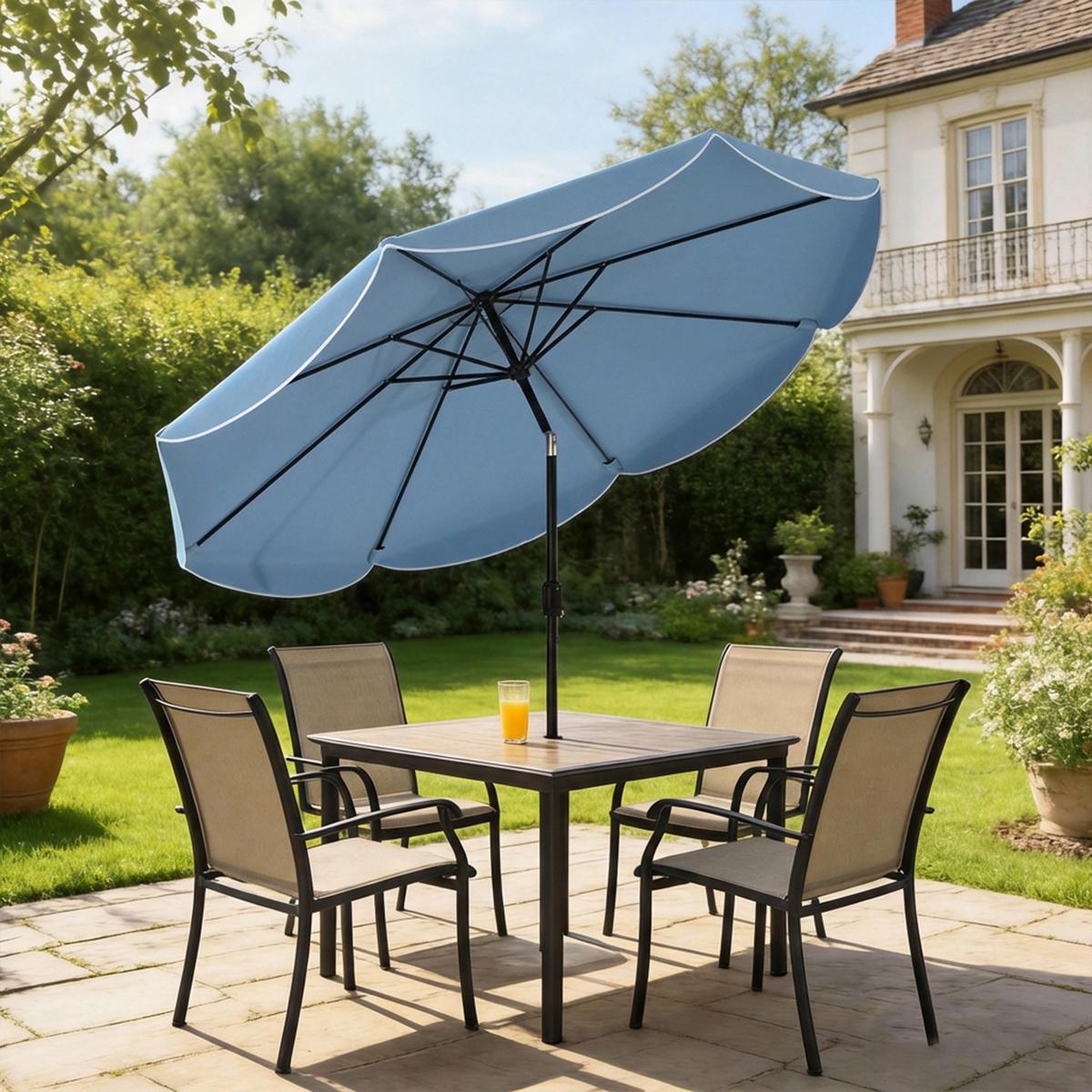 SONNENSCHIRM Metall Polyester Himmelblau - Blau, Metall (265/265cm) - Outsunny