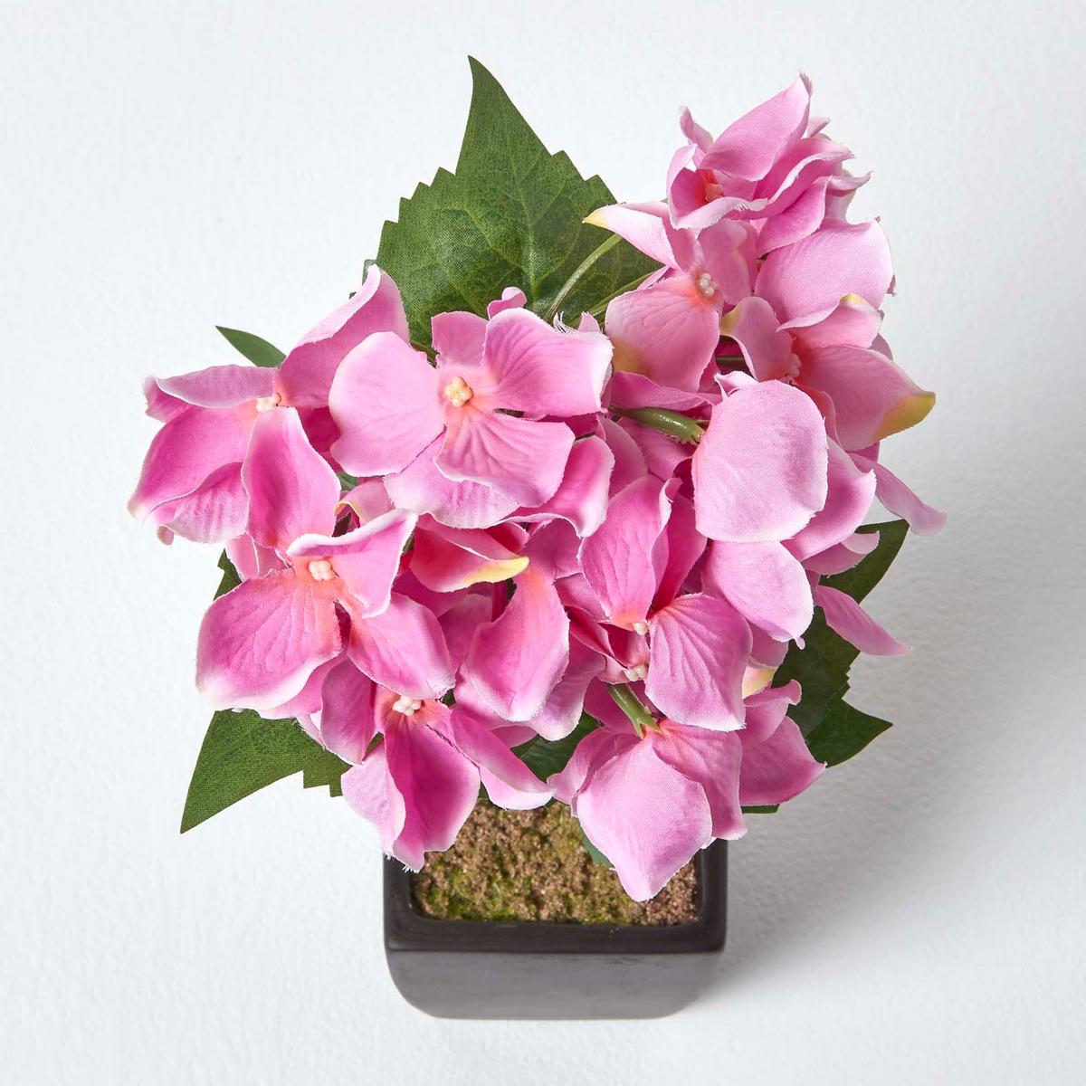 KUNSTBLUME Hortensien rosa im Deko-Topf, 38 cm - Rosa, Kunststoff (38cm) - Homescapes