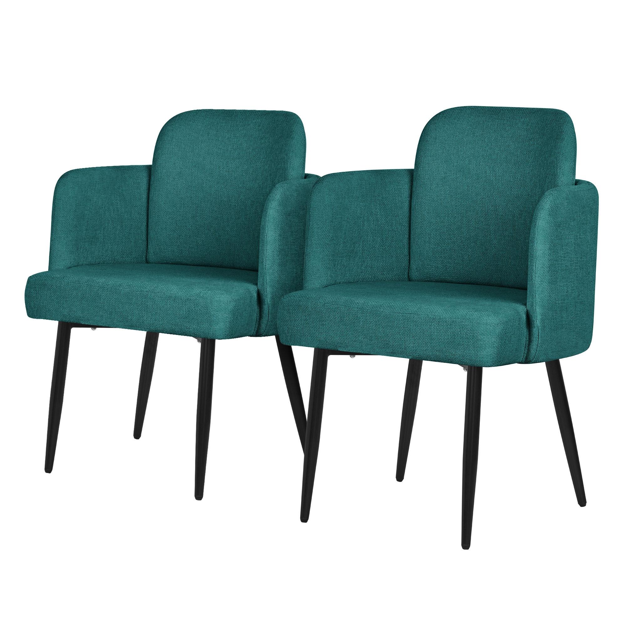 ESSZIMMERSTÜHLE 2er Set Petrol mit Stoffbezug Rattan Optik - Petrol/Schwarz, Textil/Metall (59/86/59cm) - ML-DESIGN