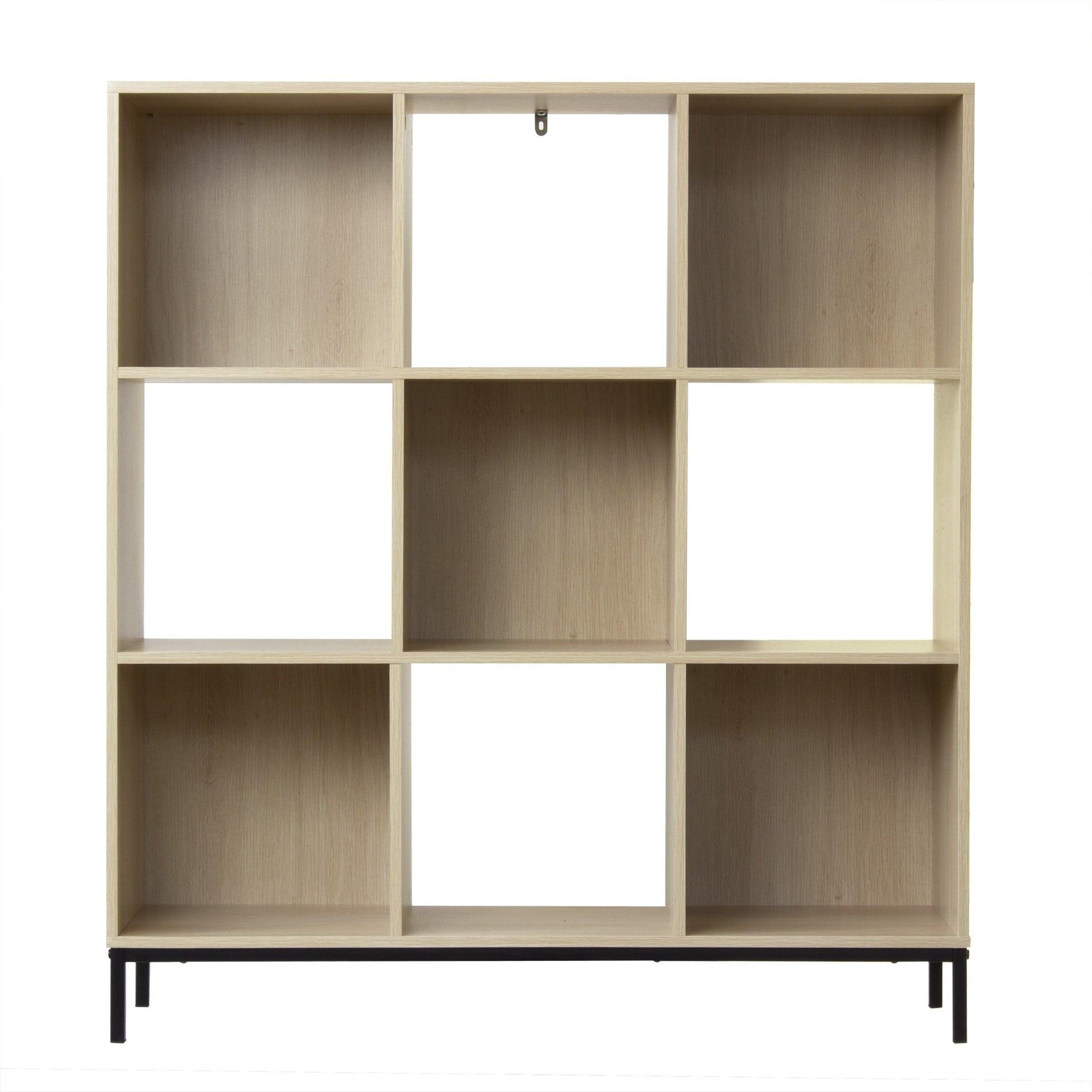 REGAL mit 9 Fächern und Metallfüßen - Eschefarben, Holzwerkstoff (29.8/103.3/33.5cm) - Calicosy