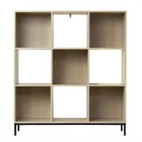REGAL mit 9 Fächern und Metallfüßen - Eschefarben, Holzwerkstoff (29.8/103.3/33.5cm) - Calicosy