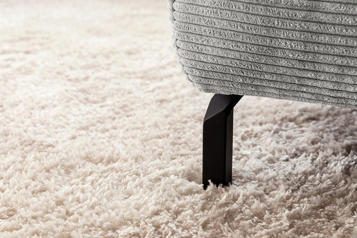 ECKSOFA DELIA Hellgrau Cord - Hellgrau/Schwarz, Textil/Metall (276/219cm) - KAWOLA