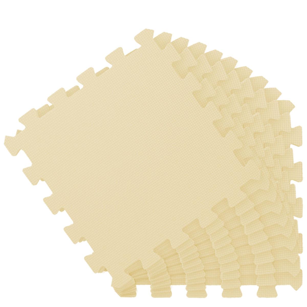 SPIELMATTE ab Null - 90/90/1 cm Puzzlematte Beige - Beige, Kunststoff (30/30cm) - Littletom