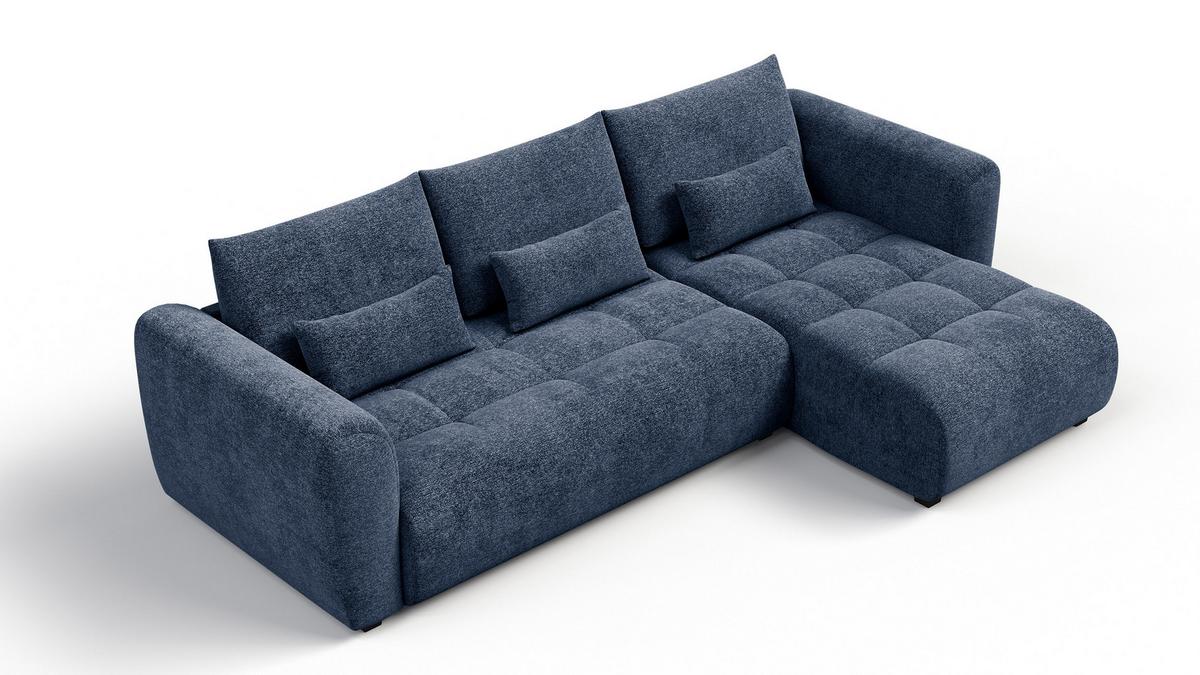 ECKSOFA SORENO 4-Sitzer, dunkelblau - Schwarz/Dunkelblau, Holz/Textil (293/171cm) - Wozimo