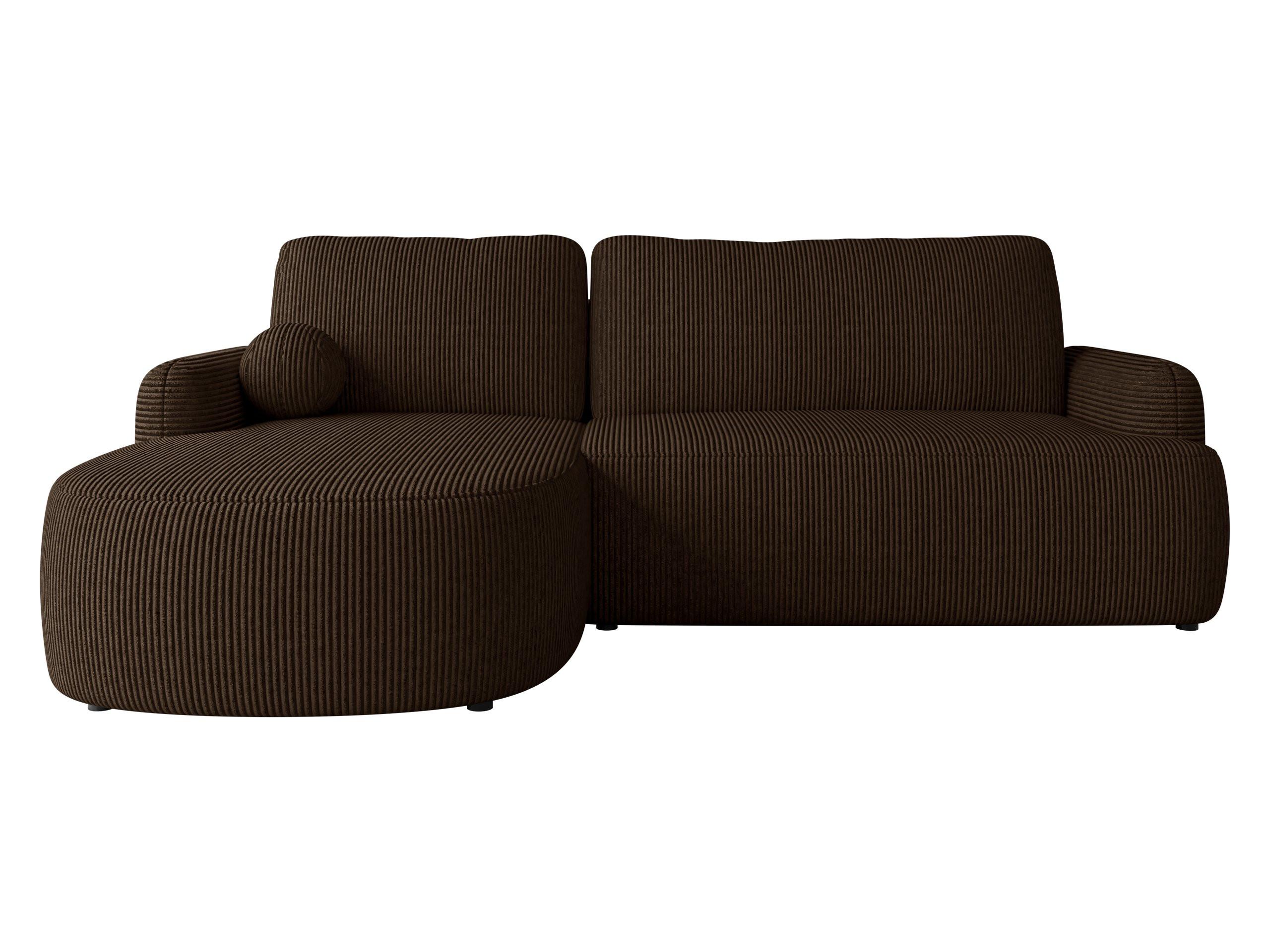 ECKSOFA Loridu Cord, Seite: Links - Schwarz/Braun, Holz/Kunststoff (250/174cm) - MIRJAN24