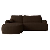 ECKSOFA Loridu Cord, Seite: Links - Schwarz/Braun, Holz/Kunststoff (250/174cm) - MIRJAN24