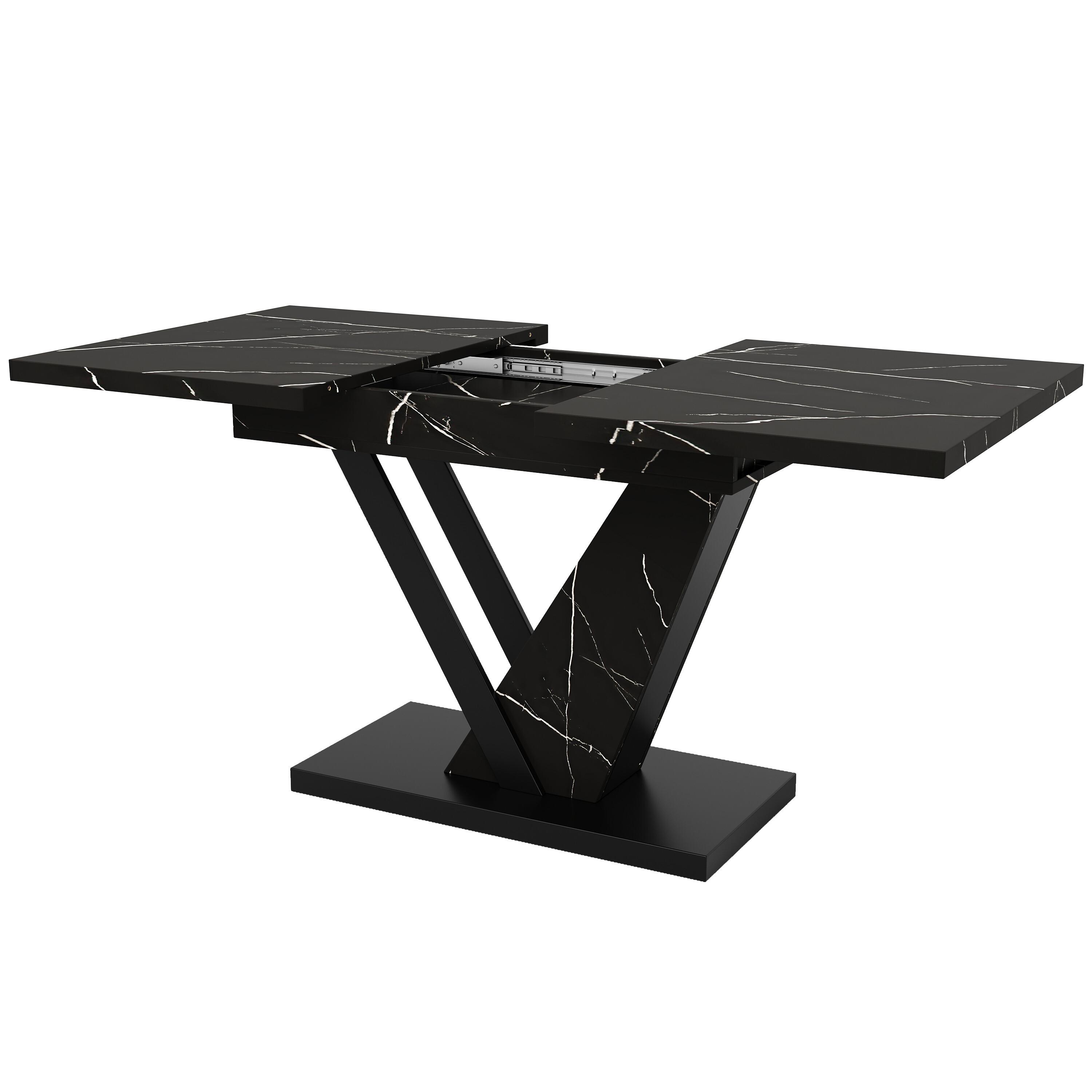 ESSTISCH Ausziehbar Schwarz - Weiß, Holzwerkstoff/Metall (160/75/76cm) - Urban Meuble