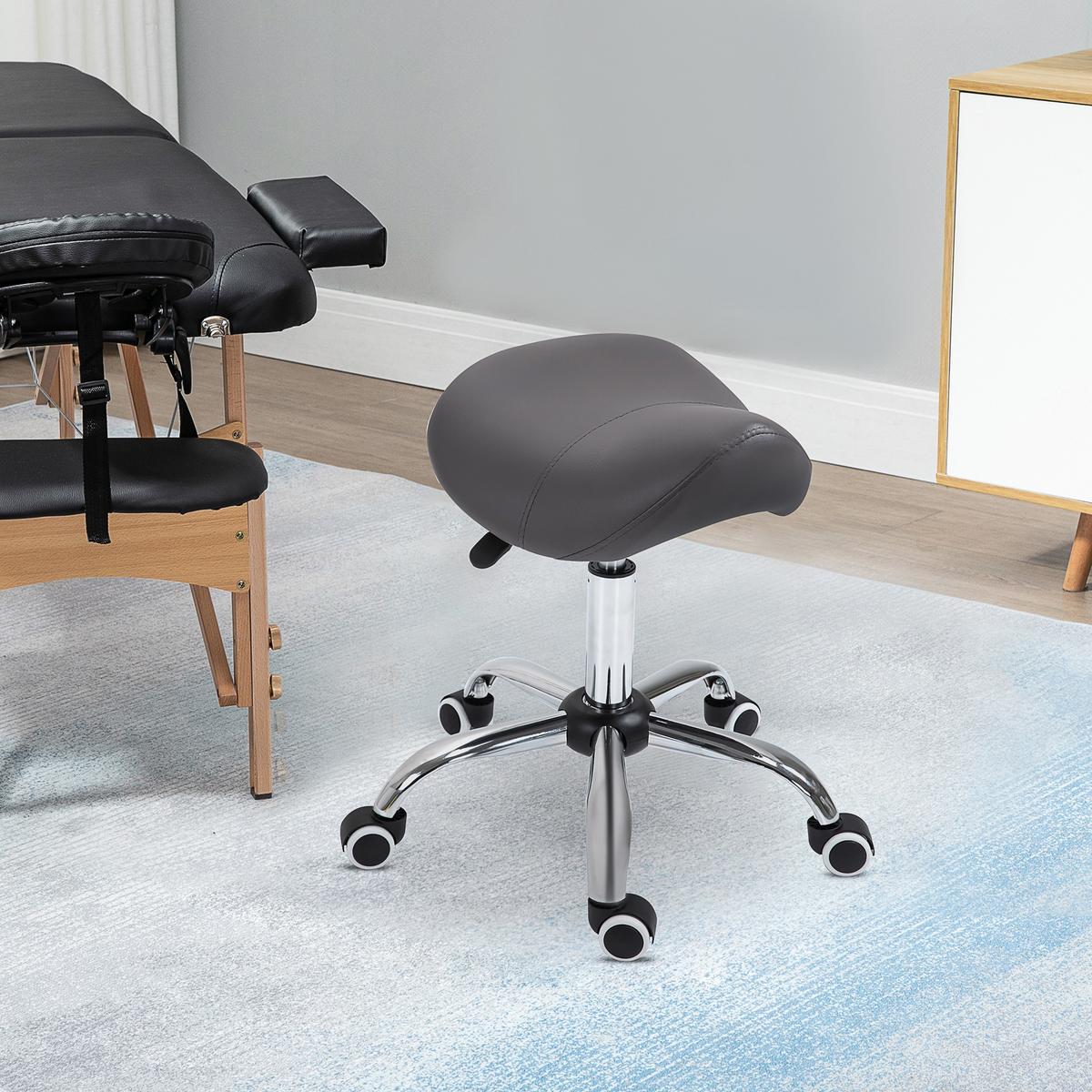 ROLLHOCKER Höhenverstellbarer Drehhocker Arbeitshocker mit Rädern Grau - Grau, Kunststoff (52/61/53cm) - HOMCOM