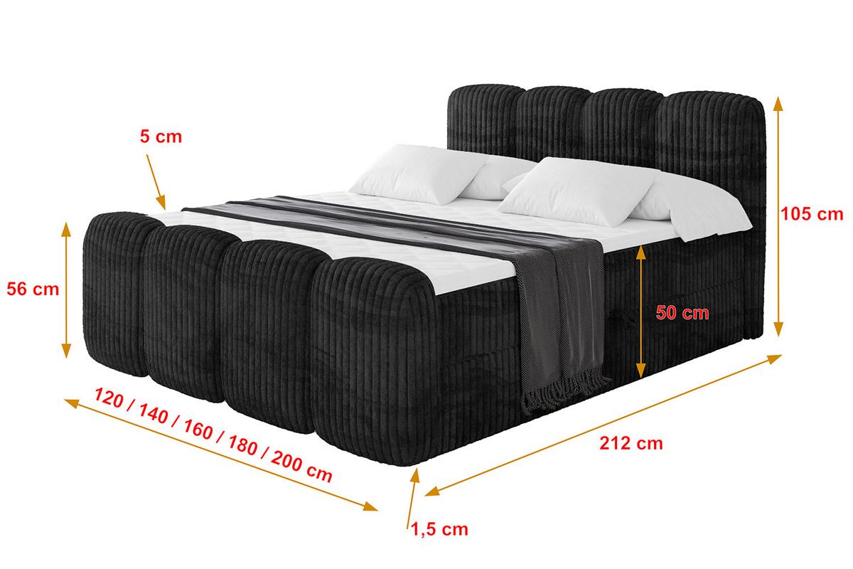 BOXBETT mit Matratze H4 und Lattenrost - NINA-Z - 200x200 cm - Schwarz - Graubraun, Holzwerkstoff (200/200cm)