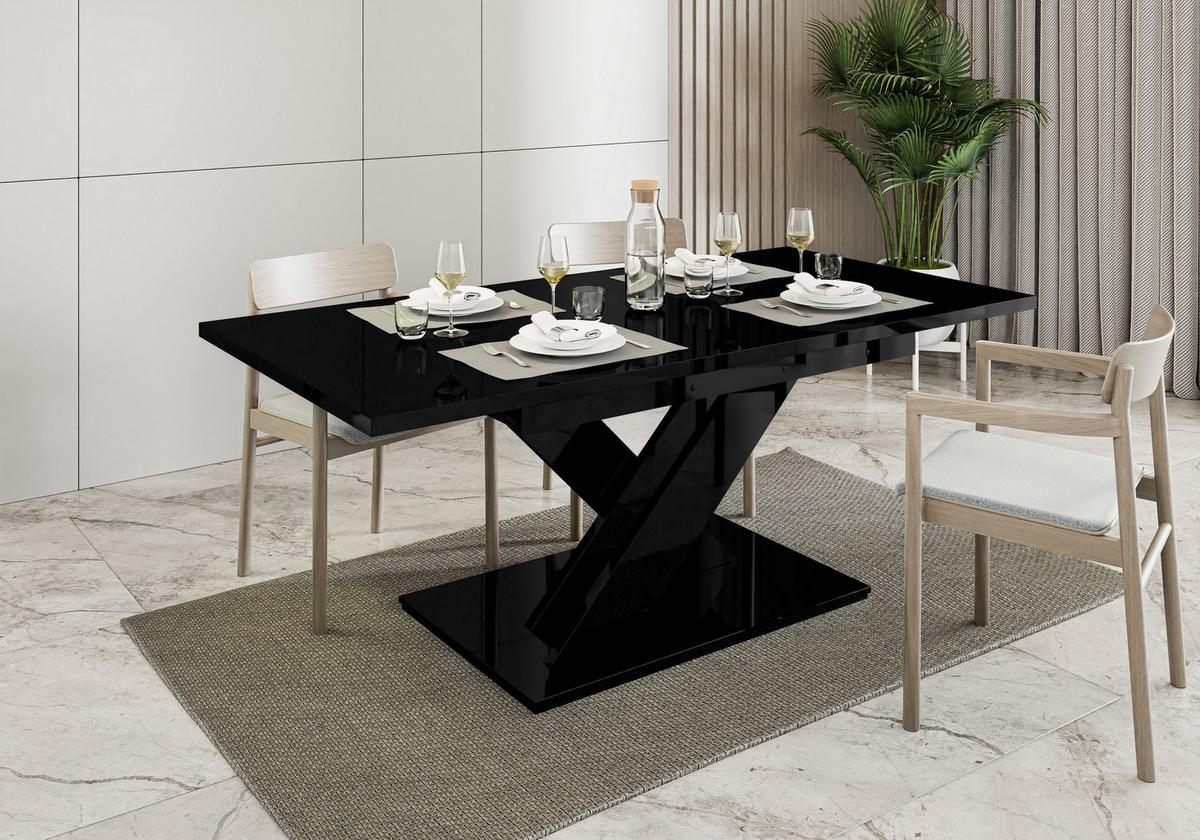 ESSTISCH RUDEN Ausziehbar 140 - 180 / 80 x 76 cm - Schwarz Hochglanz/Schwarz, Holz (140/80/76cm) - MASSENO