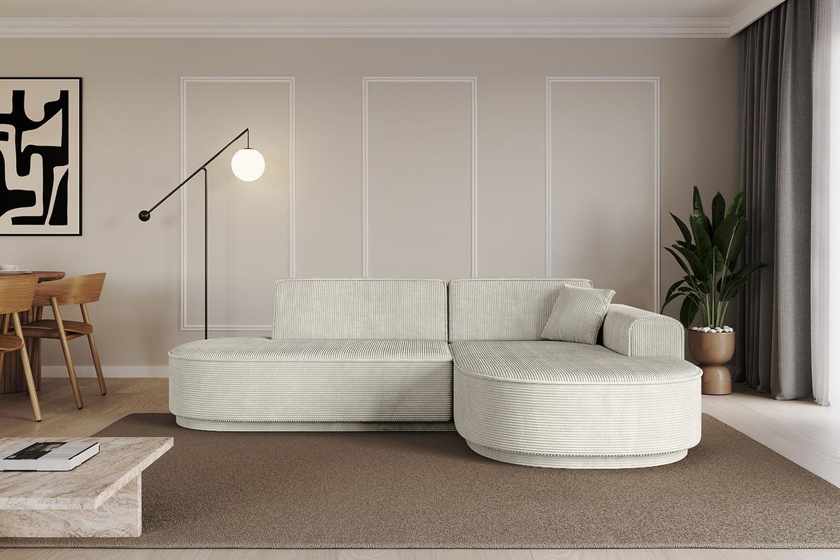 ECKSOFA Ottomane Rechts MARI-L1-v3 - 243x171x83 cm Creme Cord - Hellgrau/Creme, Holzwerkstoff/Kunststoff (171/243cm) - ALTDECOR