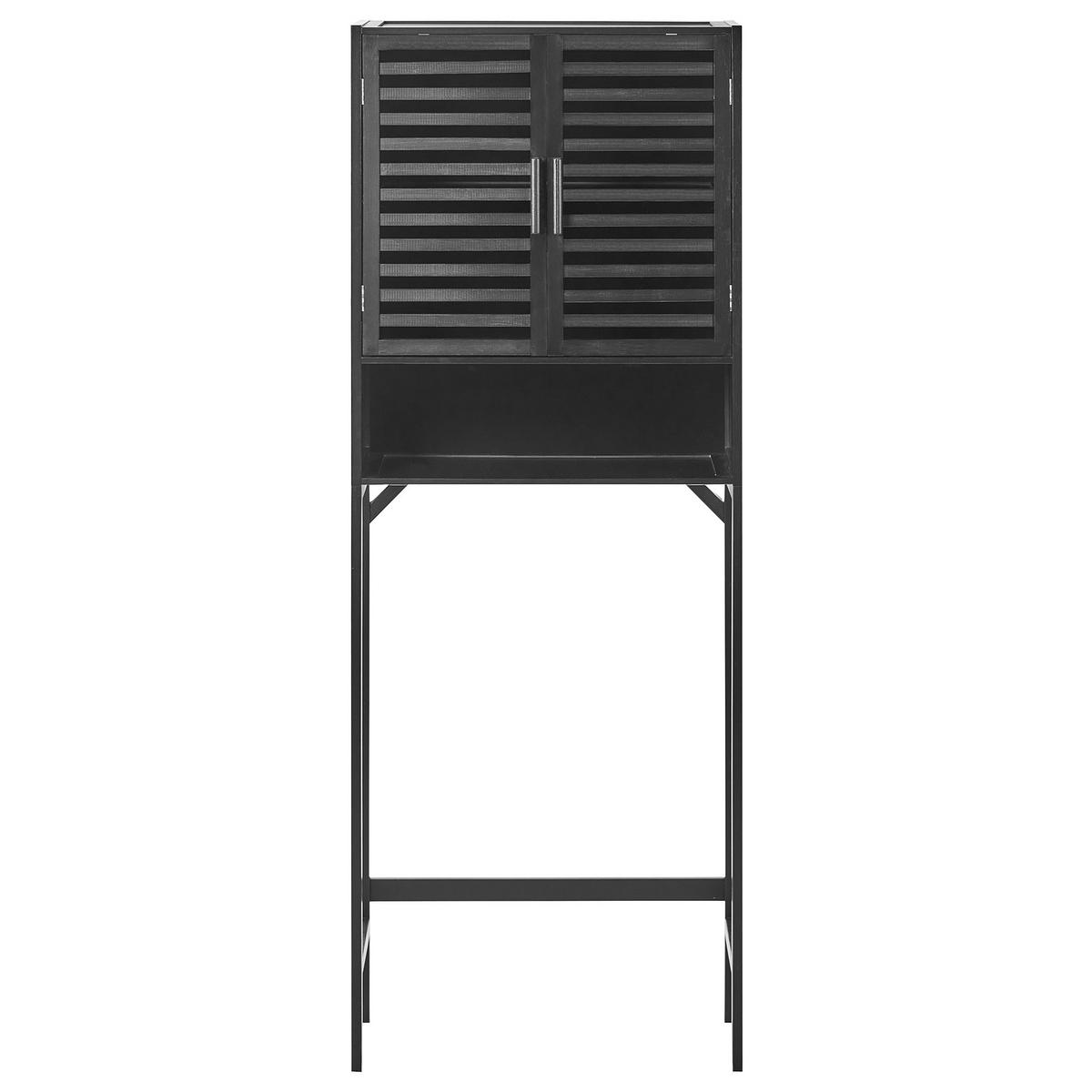 BADEZIMMERSCHRANK Bambus 63 cm Schwarz Okarche - Schwarz, Holz (63/167/25cm) - Beliani
