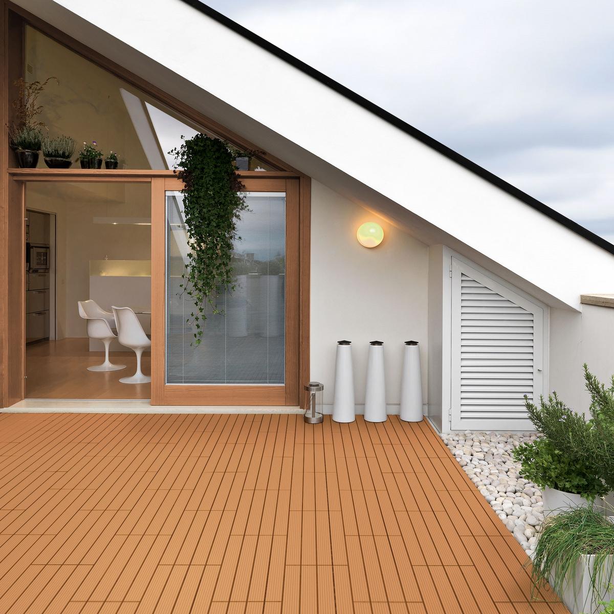 TERRASSENFLIESE Hellbraun 12 Stück - Hellbraun, Holzwerkstoff (60/30/2cm) - ECD-Germany