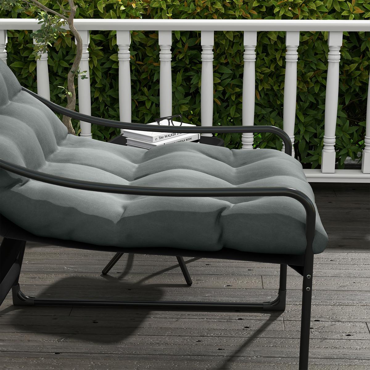 GARTENSESSEL, Stahl, Polyester, Grau - Grau, Metall (110/88/62cm) - Outsunny