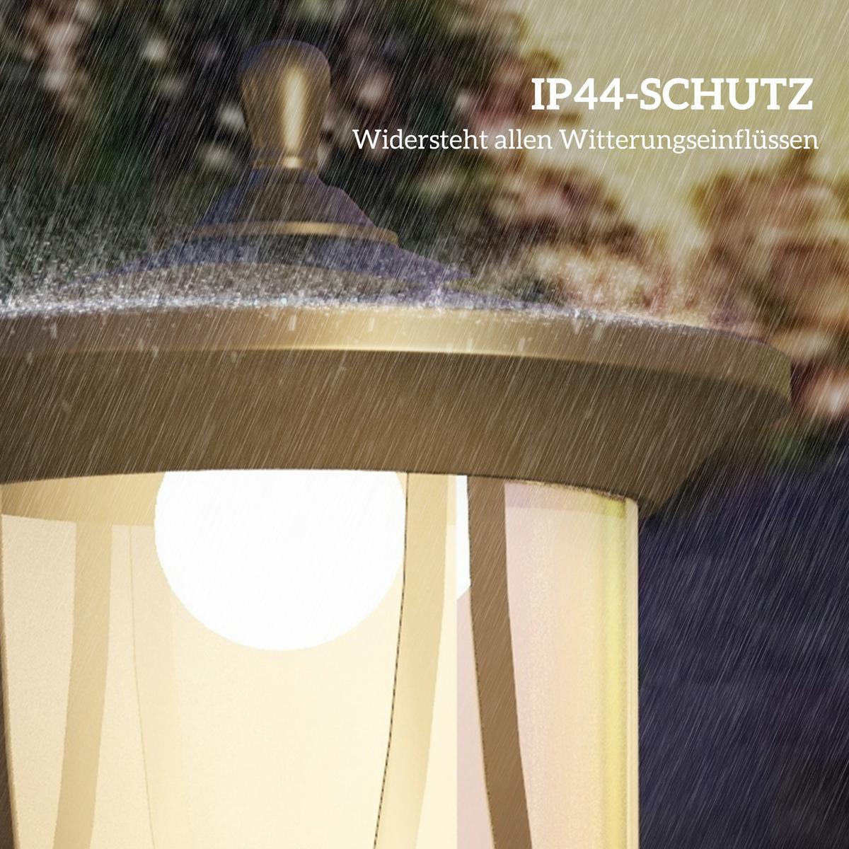 SOLAR Gartenlaterne 127 cm Gartenlampe mit Kaltweiß LED Licht für Außen, Schwarz - Schwarz, Kunststoff (17/17/127cm) - Outsunny