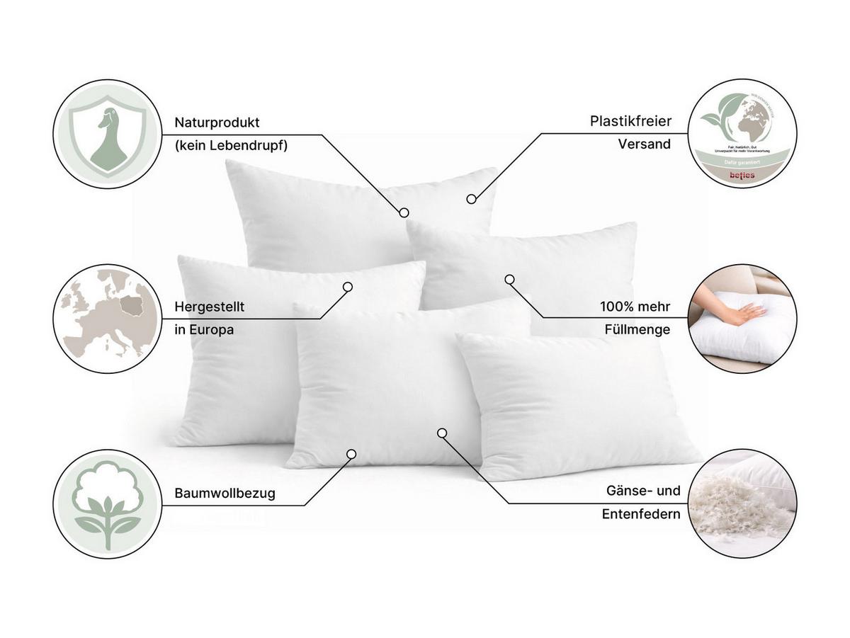 FEDERKISSEN PublikPrall 80/80 cm - Beige/Creme, Naturmaterialien/Textil (80/80cm) - beties Heimtextil