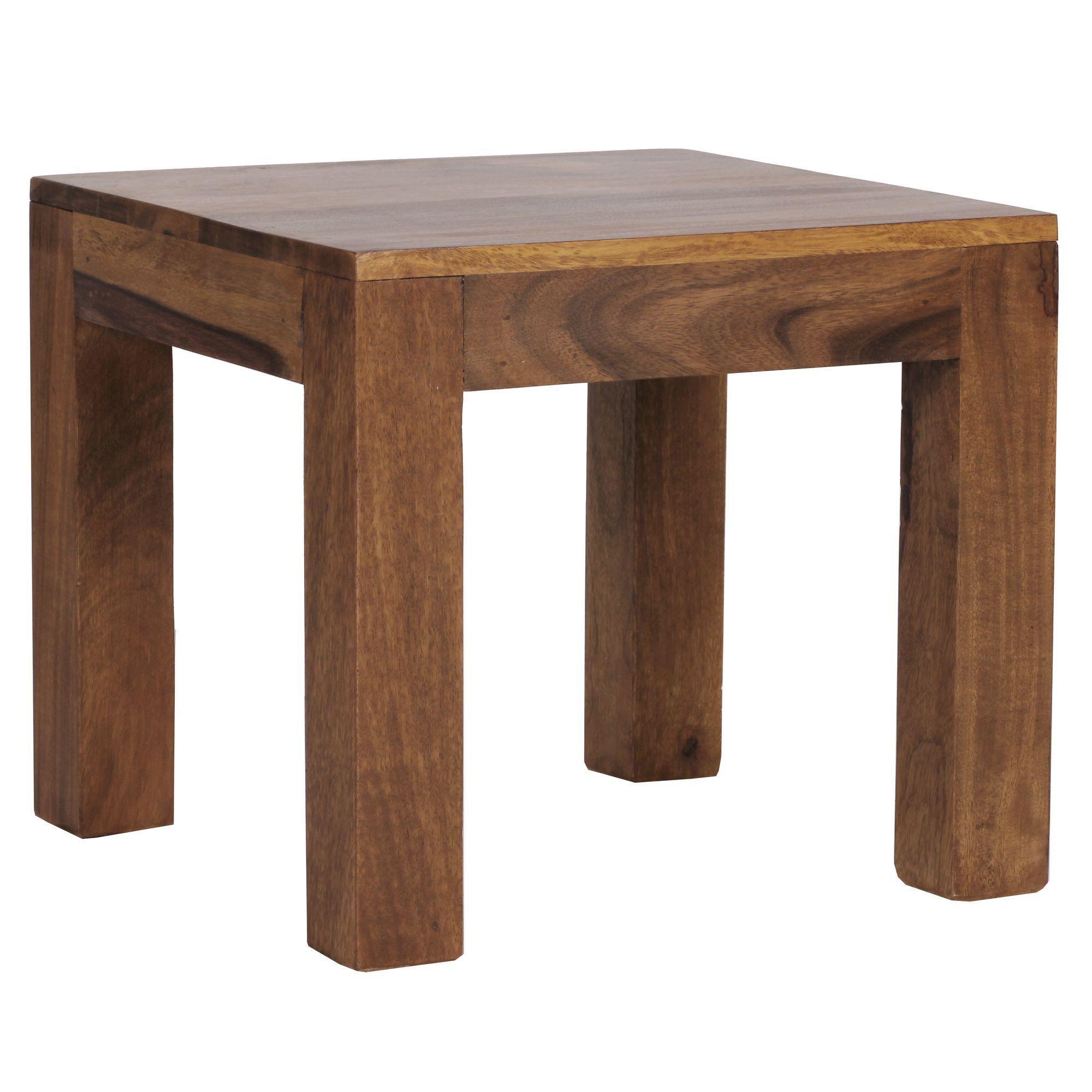 BEISTELLTISCH Massivholz Landhausstil Design MUMBAI, Dunkelbraun 45x45x40 cm - Braun, Holz (45/45/40cm) - KADIMA DESIGN