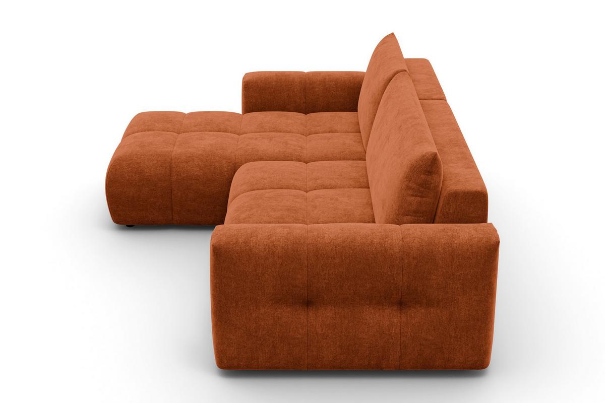 ECKSOFA VERONA 4-Sitzer links, Orange - Schwarz/Orange, Holz/Textil (266/173cm) - Courtois Laville