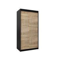 SCHWEBETÜRENSCHRANK 200/100/62 2-türig - Silberfarben/Schwarz, Holz/Kunststoff (100/200/62cm) - Abiks Möbel