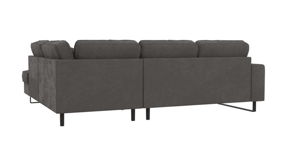 ECKSOFA Zuri Grau Samt - Schwarz/Grau, Holz/Kunststoff (290/231cm) - S-Style Möbel