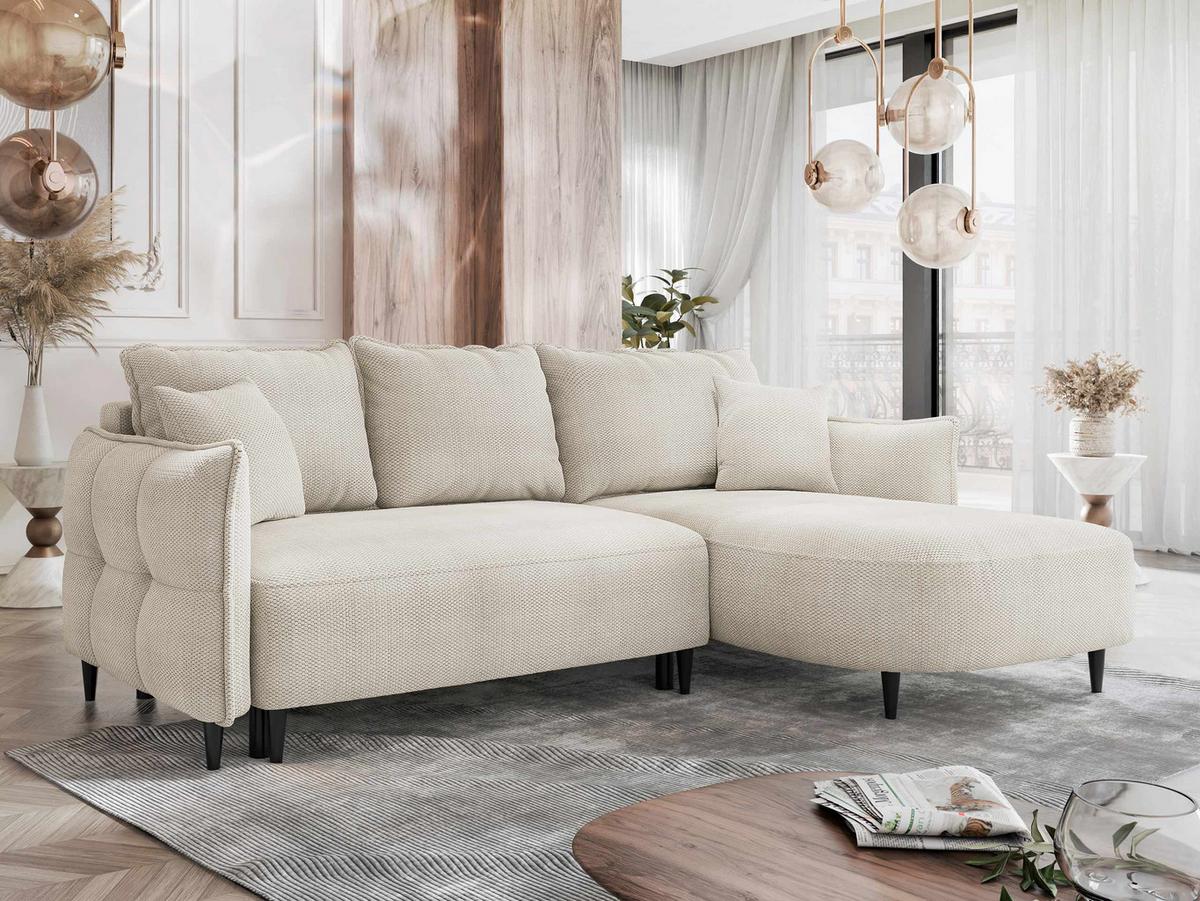 ECKSOFA Sycylia, Seite: Rechts - Creme/Schwarz, Holz/Textil (165/244cm) - MIRJAN24