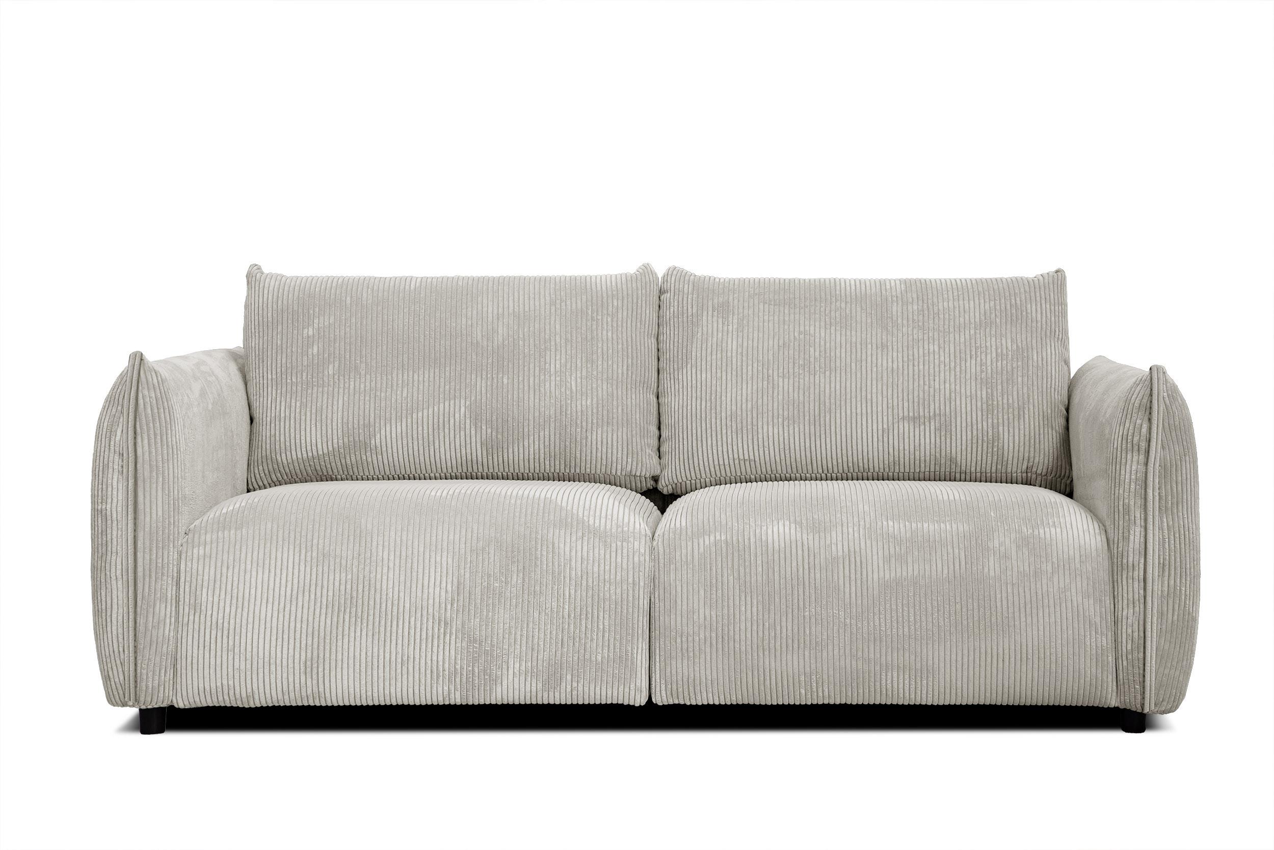 SOFA TAUER 3-Sitzer, weiß - Schwarz/Weiß, Holzwerkstoff/Kunststoff (112/84/206cm) - Wozimo