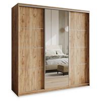 SCHWEBETÜRENSCHRANK VARO 200/205/60 cm 3-türig mit Spiegel Orange - Orange, Holzwerkstoff (200/205/60cm) - MASSENO
