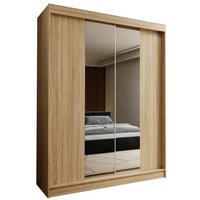 SCHWEBETÜRENSCHRANK LUCENZA 150/216/61 cm 2-türig mit Spiegel Sonoma Eiche - Sonoma Eiche, Holzwerkstoff (150/216/61cm) - MASSENO