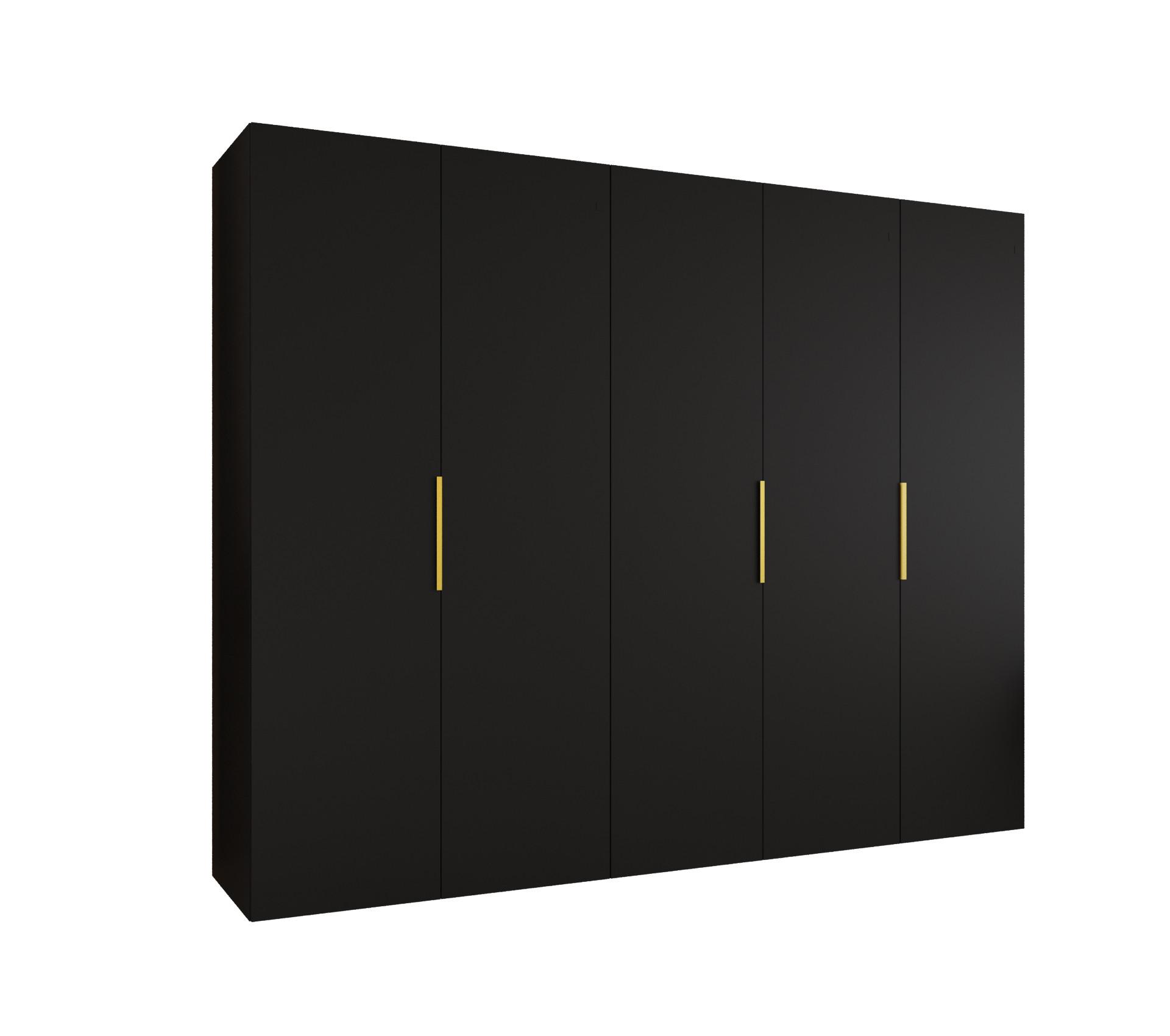 DREHTÜRENSCHRANK 202/250/52 5-türig - Goldfarben/Schwarz, Holz (250/202/52cm) - MÖBEL KRYSPOL