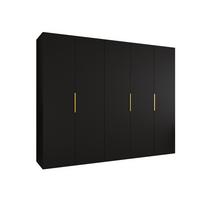 DREHTÜRENSCHRANK 202/250/52 5-türig - Goldfarben/Schwarz, Holz (250/202/52cm) - MÖBEL KRYSPOL