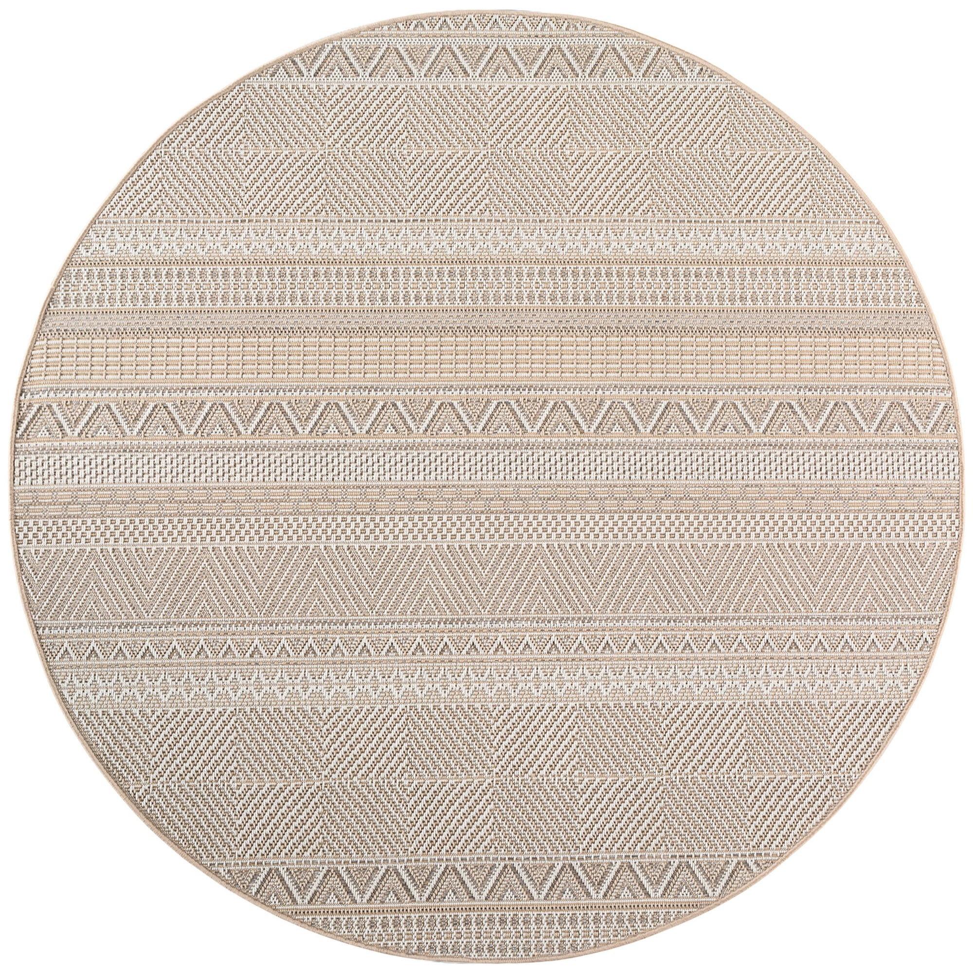 TEPPICH Outdoor VENTOUX in Beige, im Ethno-Stil, Ø 120 cm - Beige, Textil (120/120cm) - KADIMA DESIGN