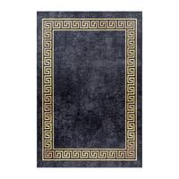 TEPPICH Flachgewebe Waschbar PIZOL in Schwarz, mit Mäander-Muster, 80 x 250 cm - Schwarz, Textil (250/80cm) - KADIMA DESIGN