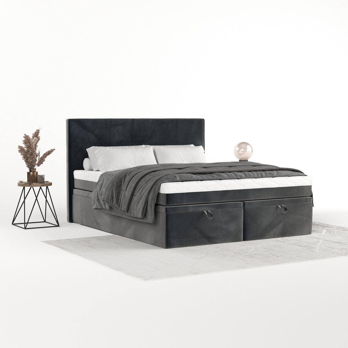 BOXBETT Zalla 140/200 cm Anthrazit im Paros Stoff - Anthrazit/Schwarz, Holz/Holzwerkstoff (140/200cm) - AltaBeds