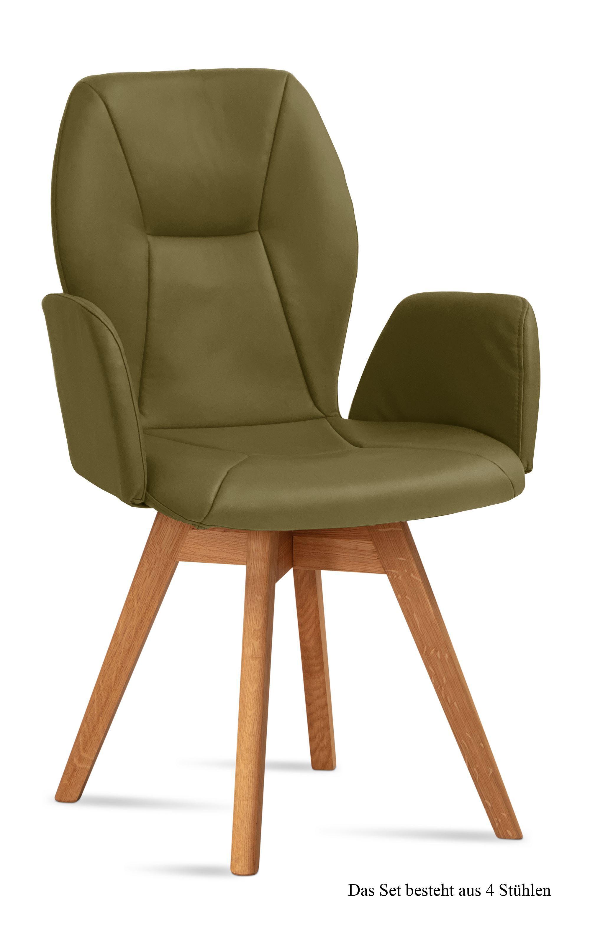 ARMLEHNSTUHL drehbar (4er-Set) Draia 58x92x60 Eiche geölt/Olivgrün - Eichefarben/Olivgrün, Kunststoff (60/92/58cm) - 58aufmkessel