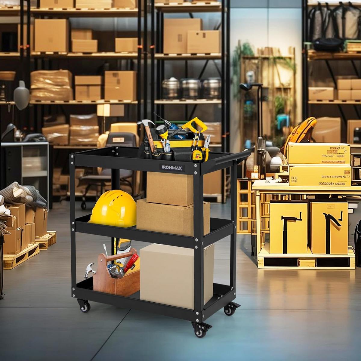 WERKSTATT-ROLLWAGEN Schwarz - Schwarz, Metall (73/75/36cm) - COSTWAY