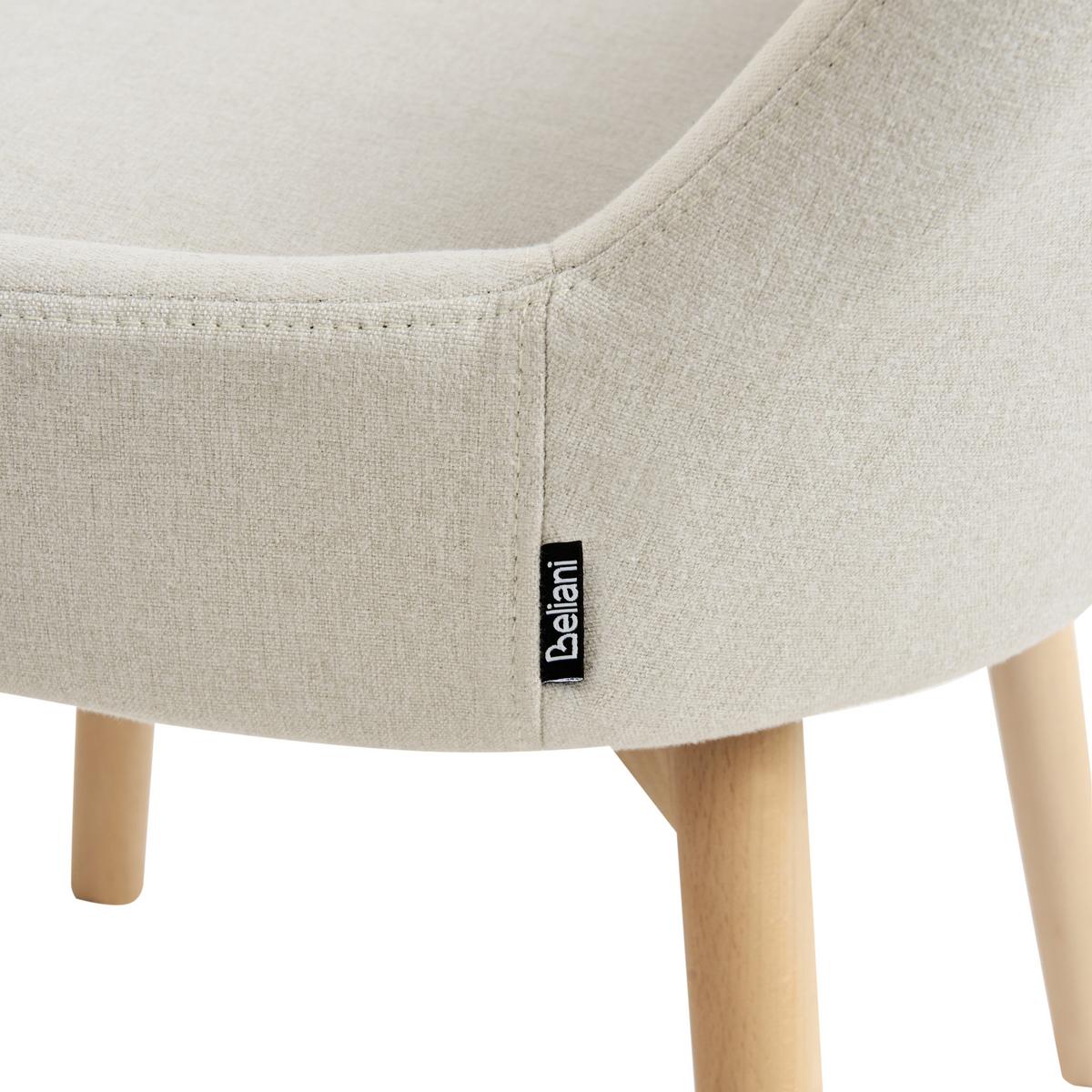 ESSZIMMERSTUHL 2er Set Stoff Cremeweiß Melfort - Creme/Braun, Holz/Textil (49/82/58cm) - Beliani