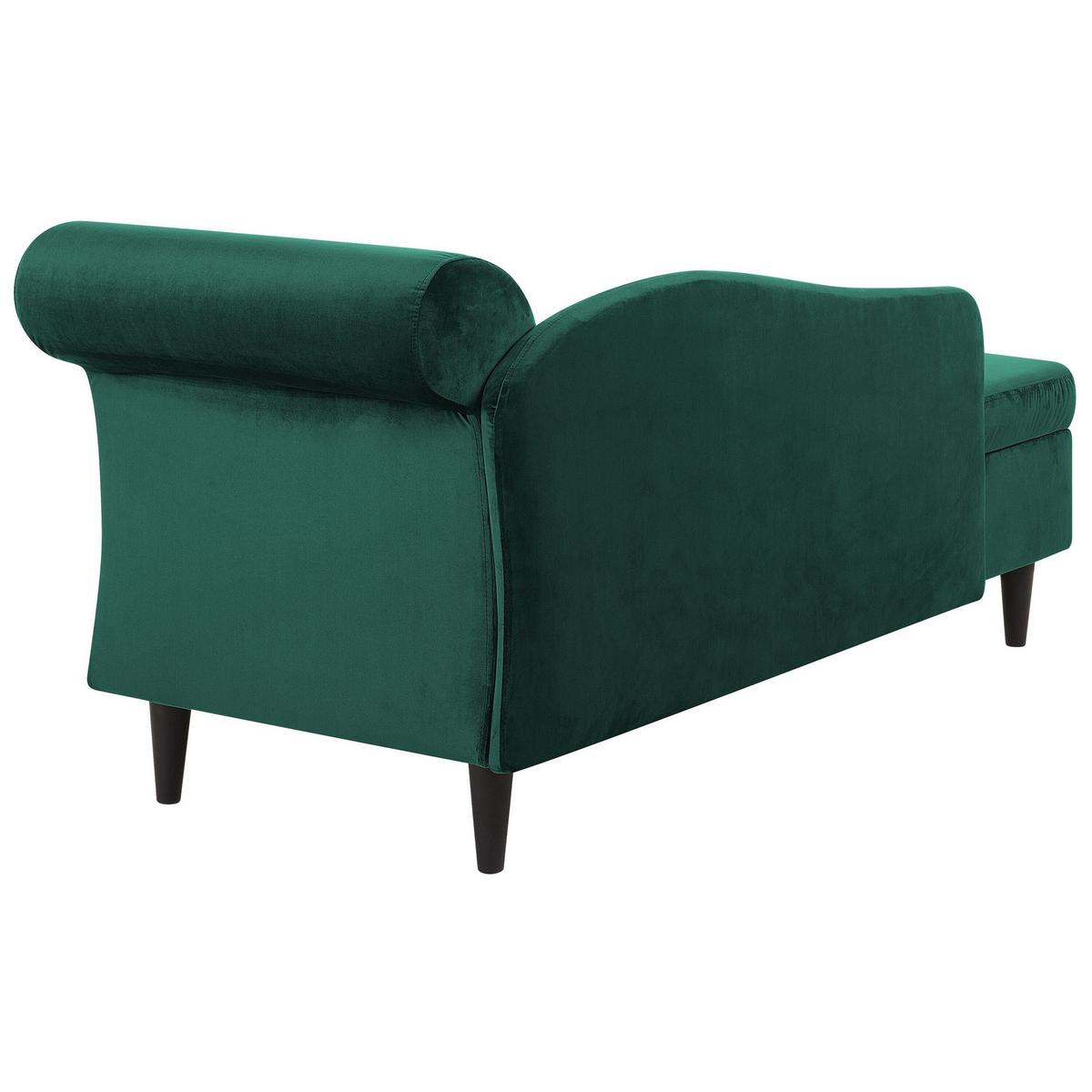 CHAISELONGUE Samtstoff smaragdgrün rechtsseitig Luiro - Schwarz/Grün, Textil (160/77/70cm) - Beliani