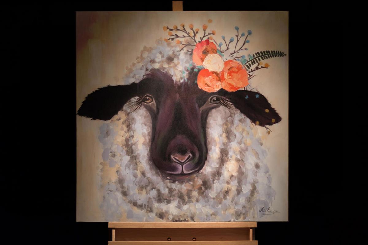 ACRYLBILD HANDGEMALT 80/80 cm - Beige/Schwarz, Holz/Textil (80/80cm) - KUNSTLOFT