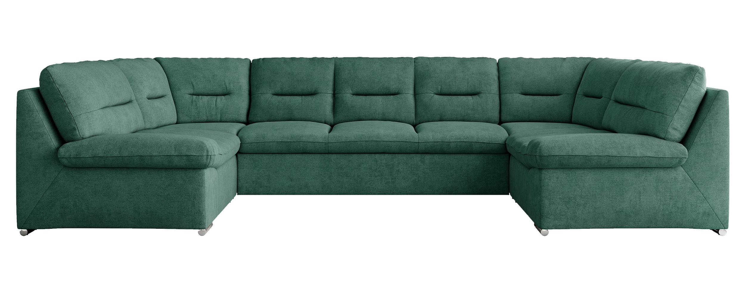 WOHNLANDSCHAFT MORBIDO U Grün Struktur - Silberfarben/Grün, Textil/Metall (340/93/206cm) - MKS