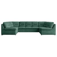 WOHNLANDSCHAFT COMODO U Grün Struktur - Silberfarben/Grün, Textil/Metall (340/93/206cm) - MKS