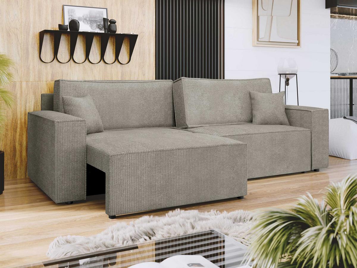 SCHLAFSOFA Karl mit L-Funktion - Hellgrau/Schwarz, Holz/Kunststoff (245/82/139cm) - MIRJAN24